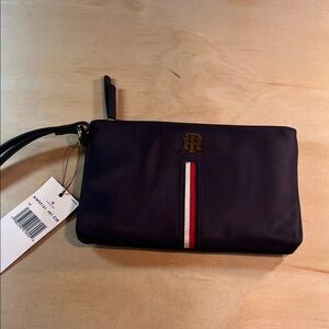 Tommy Hilfiger Navy Clutch Bag with Red and White Stripe NWT